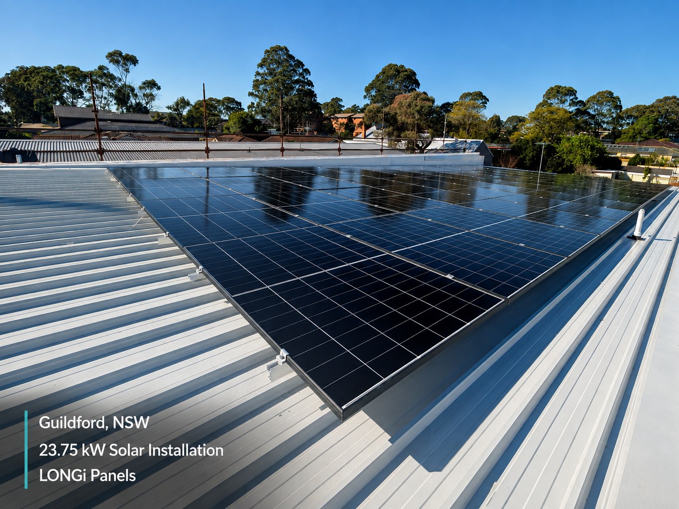 23.75 kW rooftop solar installation completed in Guildford NSW.